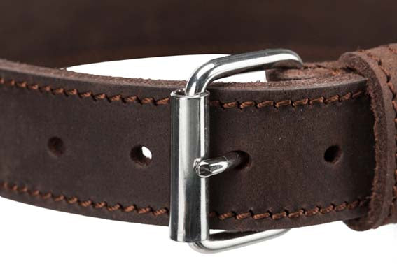 Rustic råläder, halsband,M-L: 42-48 cm/25 mm, mörkbrun