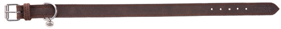 Rustic råläder, halsband,M-L: 42-48 cm/25 mm, mörkbrun