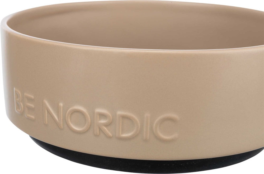 BE NORDIC skål, keramik/gummi, 1.2 l/ø 18 cm, taupe